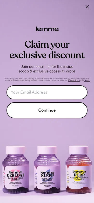 Lemme Live welcome popup on mobile, second pane after the gate