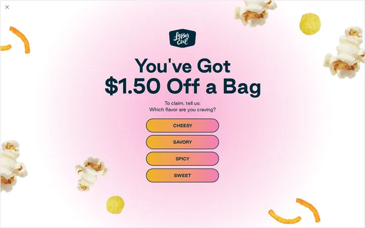 LesserEvil welcome popup on desktop: $1.50 off