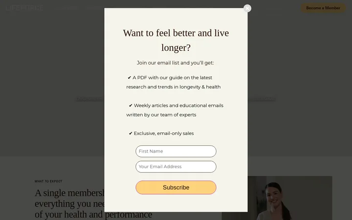 Lifeforce welcome popup, desktop, September 2026