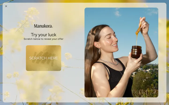 Manukora welcome popup, desktop, September 2026