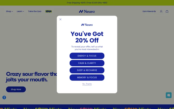 Neuro welcome popup, desktop, September 2026