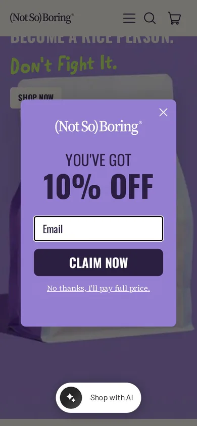 (Not So) Boring welcome popup on mobile, second pane after the gate