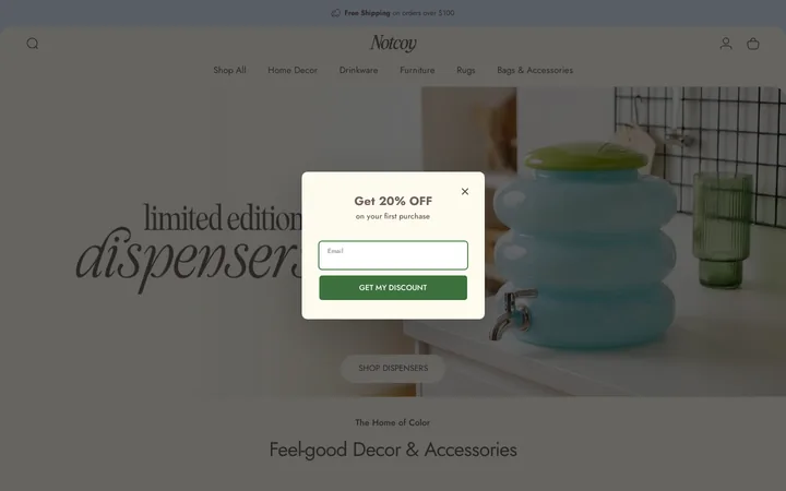 notcoy welcome popup, desktop, September 2026