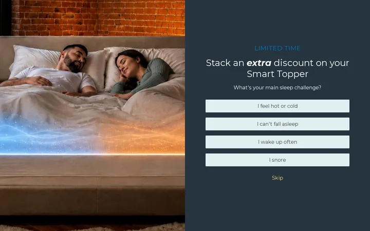 Perfectly Snug welcome popup, desktop, September 2026