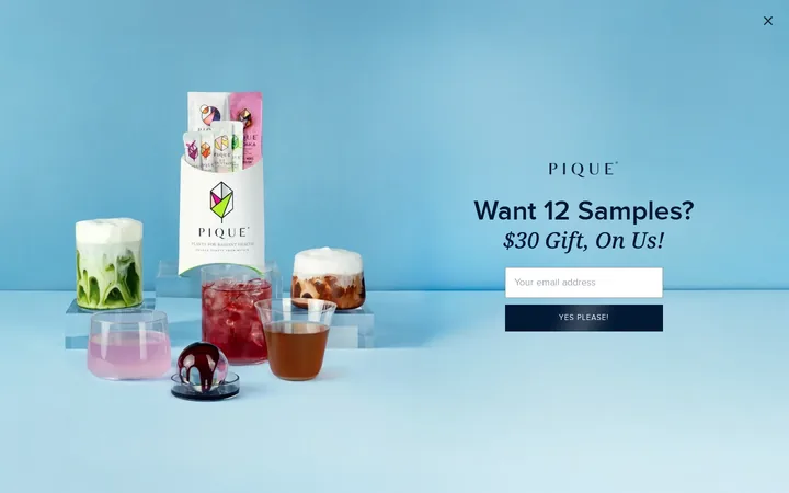 Pique Life welcome popup, desktop, September 2026