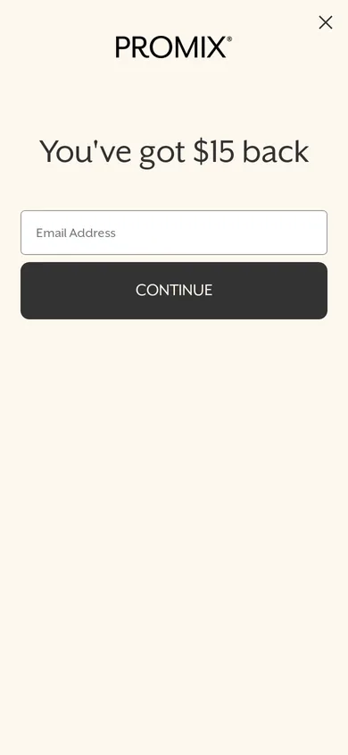 Promix welcome popup on mobile, second pane after the gate
