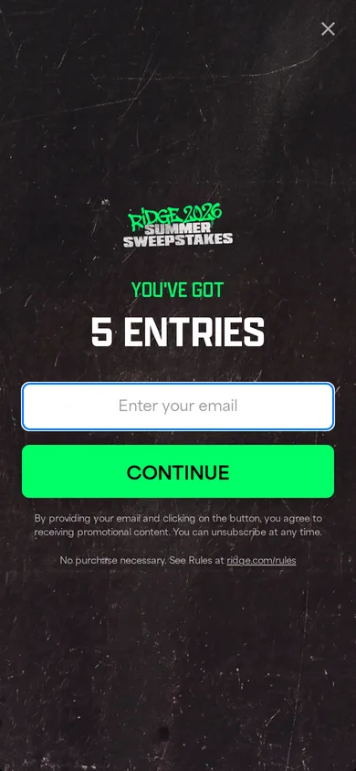 Ridge welcome popup on mobile, second pane after the gate