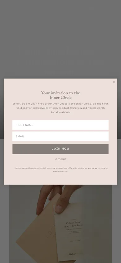 sans welcome popup, mobile, September 2026
