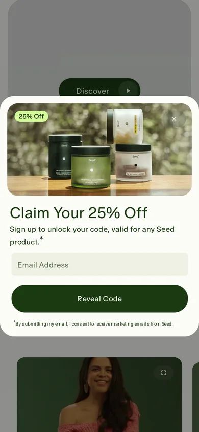 Seed welcome popup, mobile, September 2026