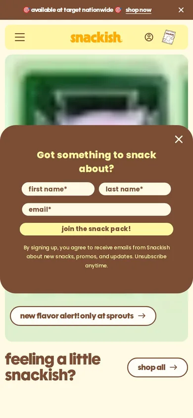 Snackish welcome popup on mobile: Perks only