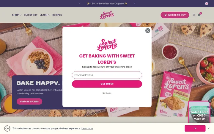 Sweet Lorens welcome popup on desktop: 10% off