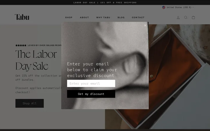 Tabu popup, step two