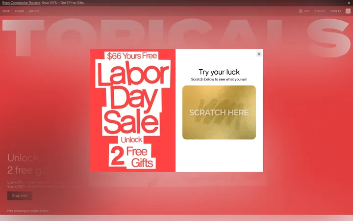 Topicals welcome popup, desktop, September 2026