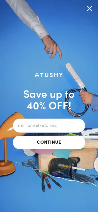 Tushy welcome popup on mobile, second pane after the gate